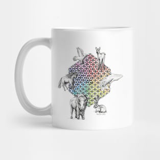 Flower of Life White Totem Animals Mug